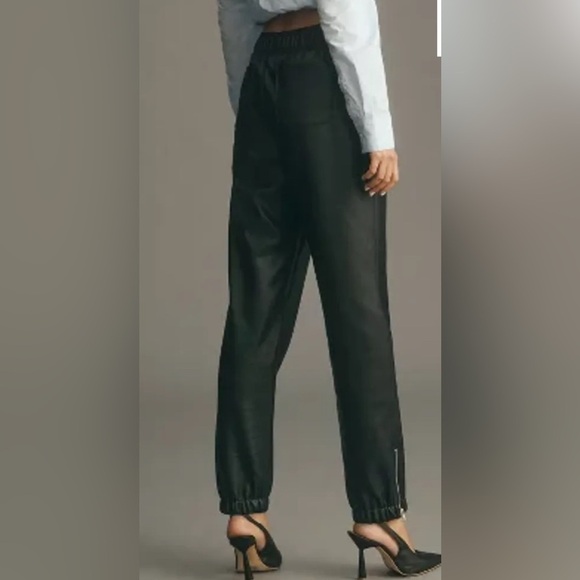 Anthropologie Avec Les Filles Faux Leather Black Joggers Pants Size Medium NWT - Picture 3 of 12